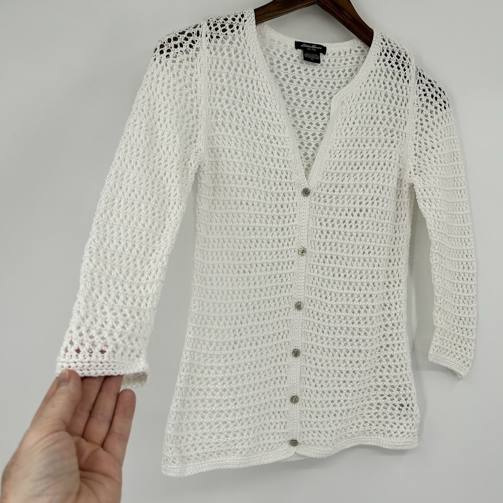 Vintage Boho Cottage Crochet Cardigan Small Ballet Coquette Cotton Granola Beach